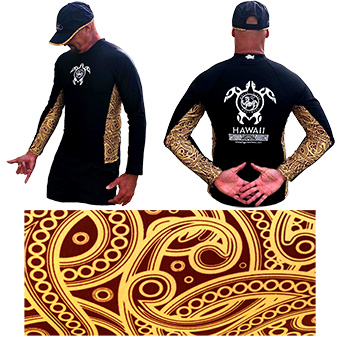 White Tiger Water Fitness Tops - SPF 50 Cool Maui Octopus Pattern